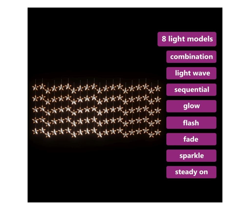 Zvijezda Zavjesa Svjetlosni Nizovi 500 Toplih Bijelih LED Svjetala 8 Funkcija - 3