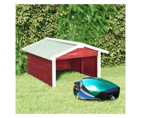 Garaža za robotsku kosilicu crvena i bijela 72x87x50 cm od jelovine