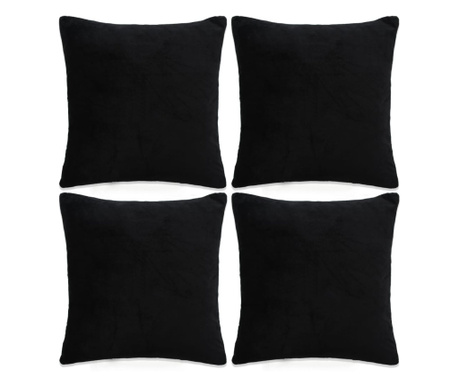 Калъфки за възглавници, 4 бр, велур, 50x50 см, черни