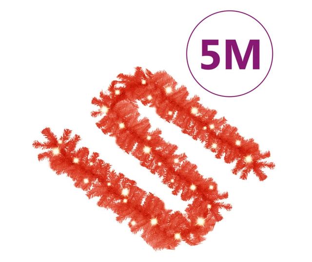 Božićna girlanda s LED svjetlima, crvena, 5 m