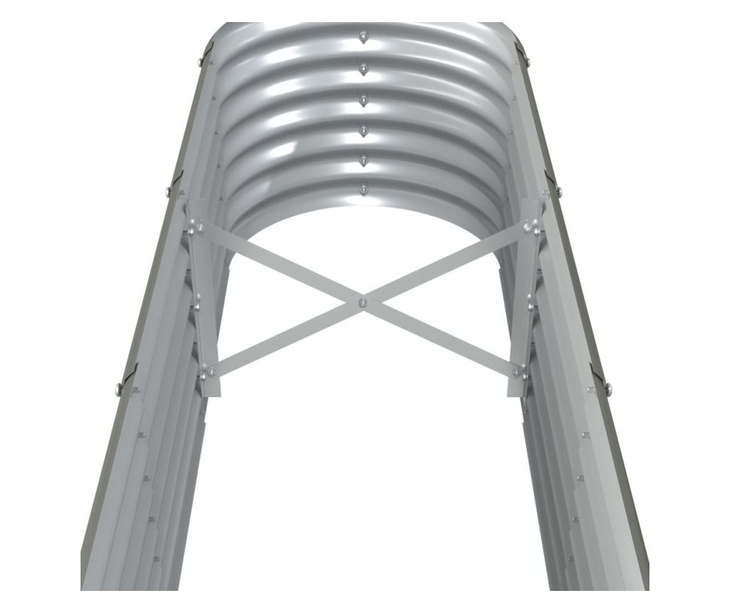 Градинска саксия сива 332x40x36 см прахово боядисана стомана - 5