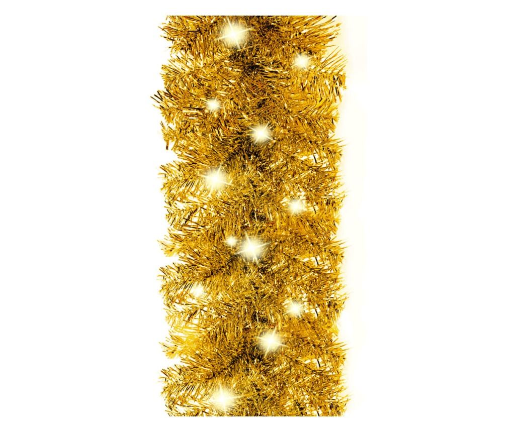 Božićni vijenac s LED svjetlima, zlatni, 20 m - 6