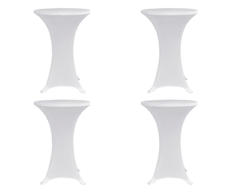 Pokrowce na stół barowy, Ø 80 cm, białe, elastyczne, 4 szt.