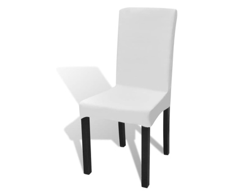 Покривни калъфи за столове, еластични, бели, 6 бр