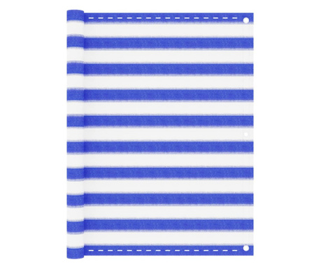 Paravan de balcon, albastru si alb, 120x600 cm, HDPE