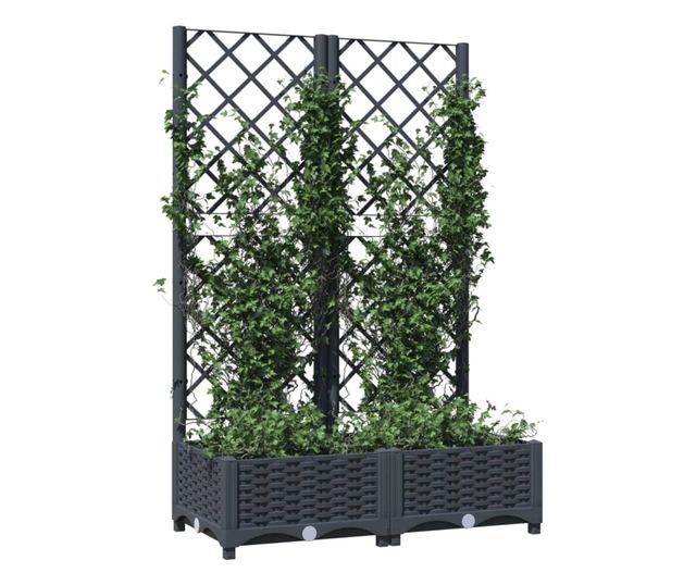 Jardiniera de gradina cu spalier,gri inchis, 80x40x121,5 cm, PP