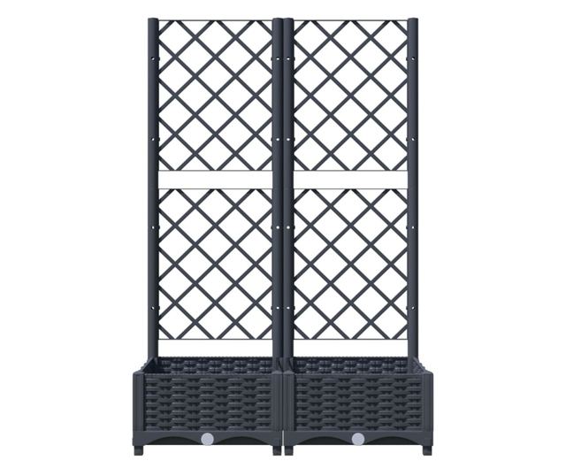 Jardiniera de gradina cu spalier,gri inchis, 80x40x121,5 cm, PP