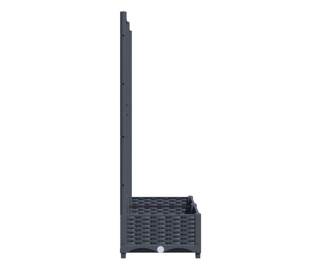 Jardiniera de gradina cu spalier,gri inchis, 80x40x121,5 cm, PP