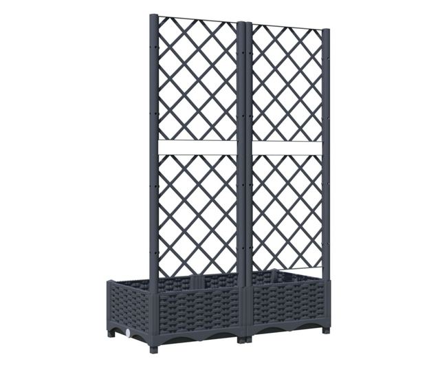 Jardiniera de gradina cu spalier,gri inchis, 80x40x121,5 cm, PP