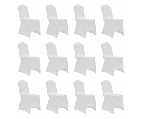 Huse elastice pentru scaun, 12 buc., alb