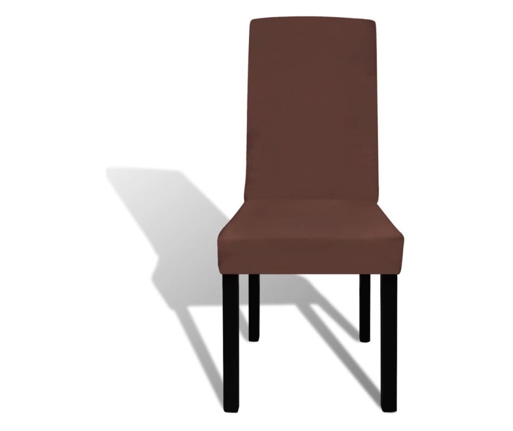 Huse de scaun elastice drepte, 6 buc., maro - 3