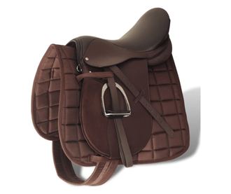 Sedlo za Jahanje Komplet 17,5 " od Prave Kože Smeđe 18 cm 5 u 1