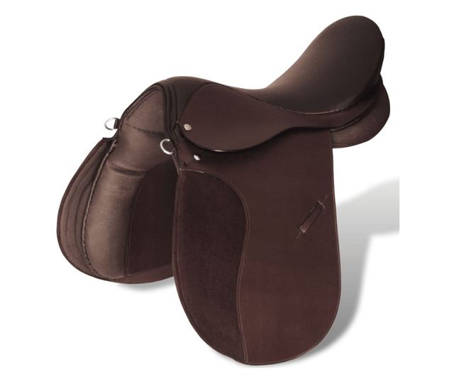 Sedlo za Jahanje Komplet 17,5 " od Prave Kože Smeđe 18 cm 5 u 1