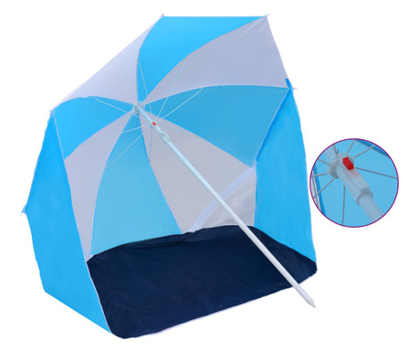 Parasol plażowy, niebiesko-biały, 180 cm, tkanina