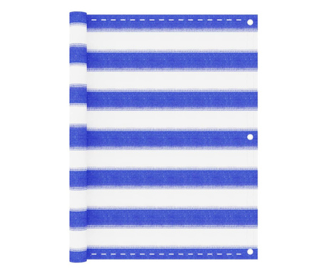 Balkonsko platno modro in belo 75x300 cm HDPE