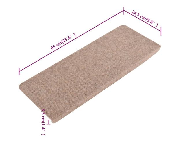 Samoljepljivi otirači za stepenice 15 kom 65 x 28 cm bež