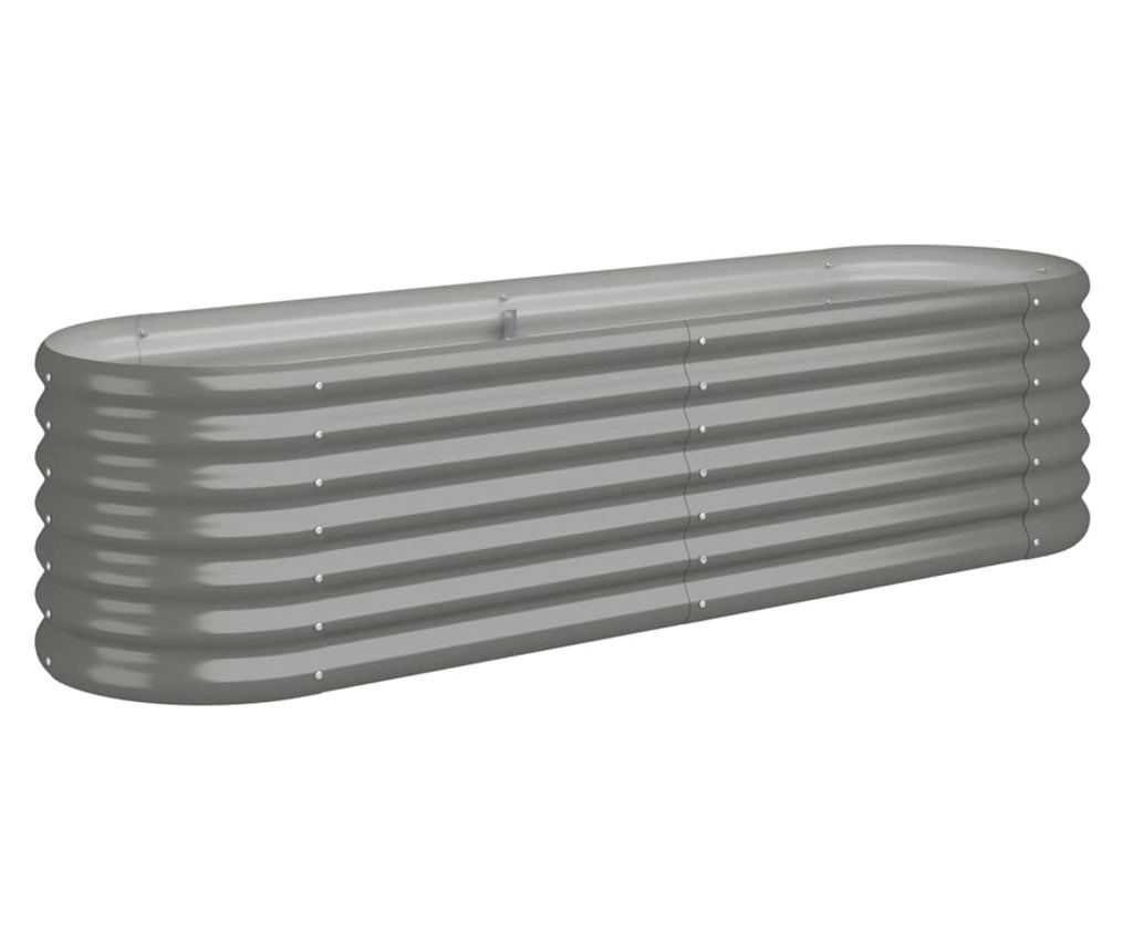 Градинска саксия сива 152x40x36 см прахово боядисана стомана - 2