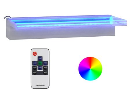 Deversor de cascada cu LED-uri RGB, 45 cm, otel inoxidabil