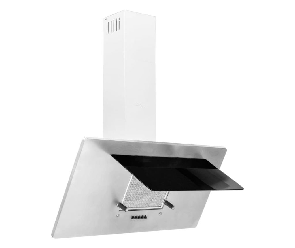 Стенен абсорбатор, 90 см, инокс и закалено стъкло, сребрист - 6