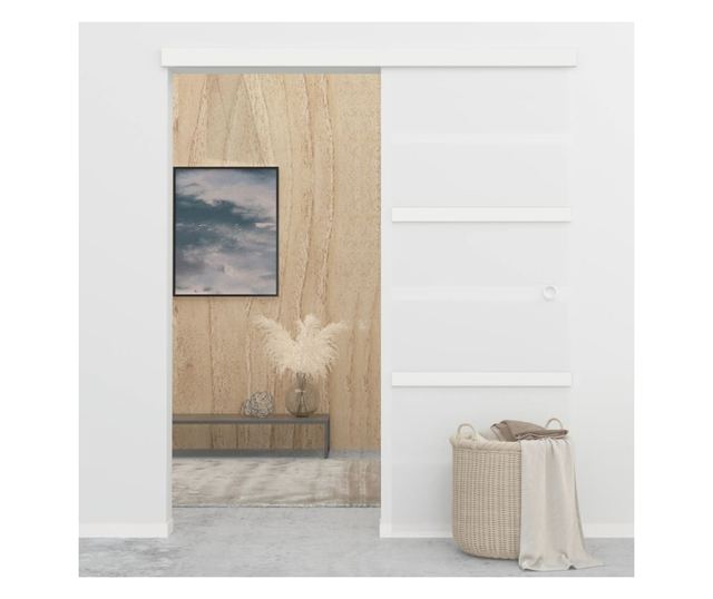 Drsna vrata ESG steklo in aluminij 76x205 cm srebrna