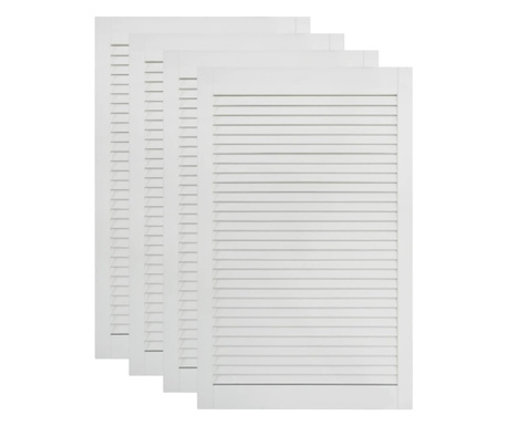 Πορτάκια με Περσίδες 4 τεμ Λευκά 99,3x59,4 εκ Μασίφ Ξύλο Πεύκου