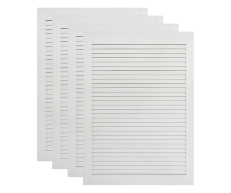 Πορτάκια με Περσίδες 4 τεμ Λευκά 69 x 39,4 εκ Μασίφ Ξύλο Πεύκου