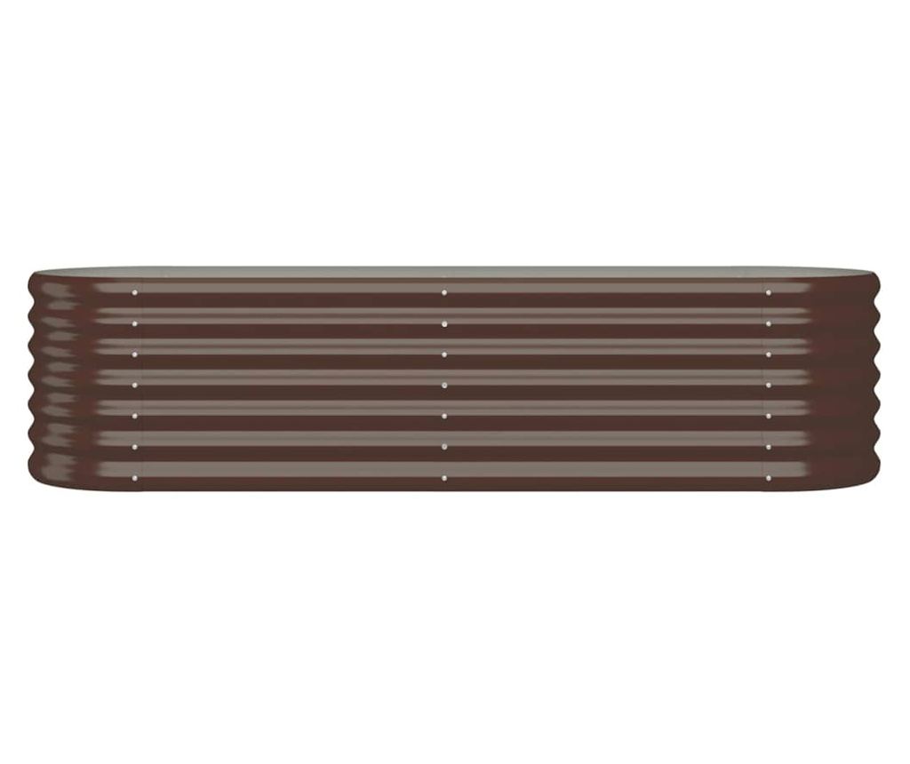 Кафява градинска саксия 152x40x36 см стомана с прахово покритие - 3