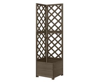 Γλάστρα Γωνιακή με Καφασωτό Γκρι 40 x 40 x 150 εκ. Ξύλο Ελάτης