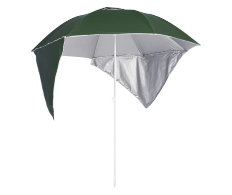 Umbrela de plaja cu pereti laterali verde 215 cm