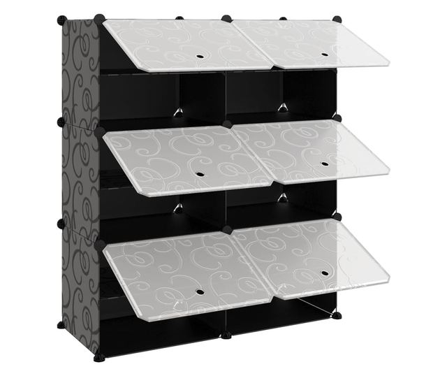 Suport de pantofi, negru, 84,5x31x93,5 cm, PP
