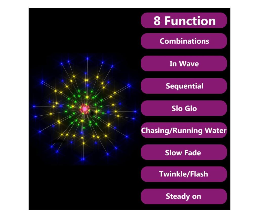 Božićne svjetiljke s vatrometom, 2 kom., 280 LED višebojne 20 cm - 6