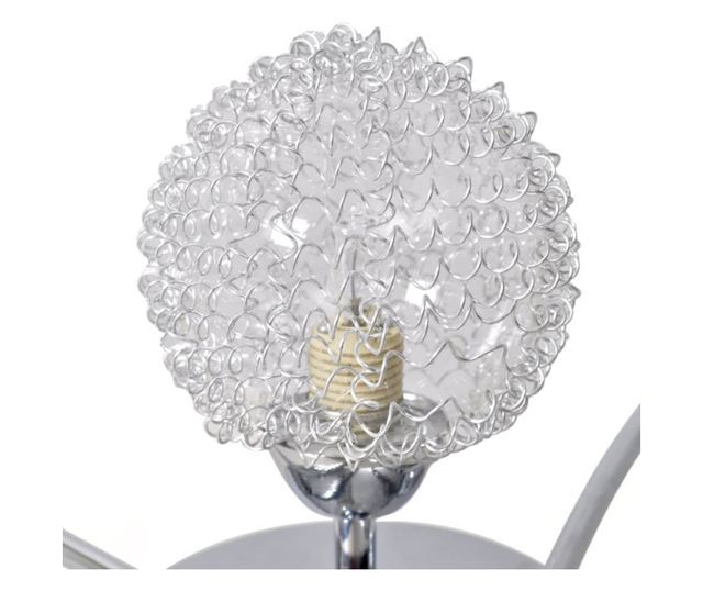 Lampă plafon cu abajururi de sticlă în plasă de aluminiu, 5 becuri G9