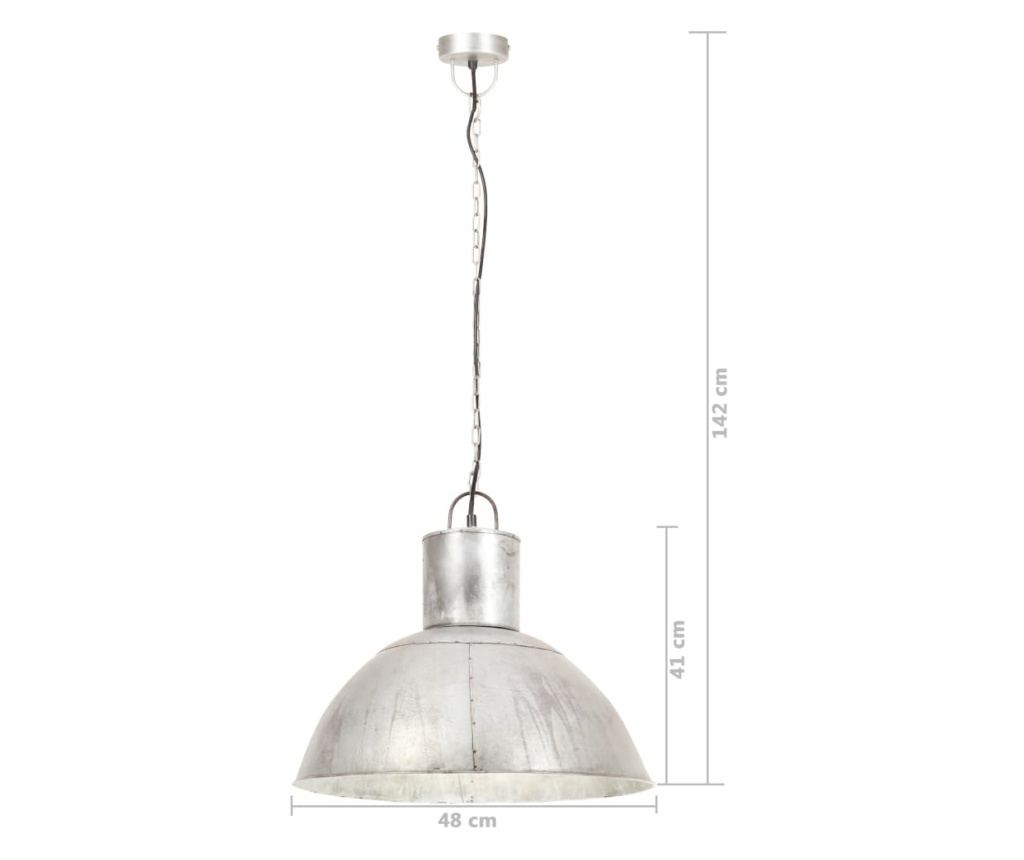 Висяща лампа, 25 W, сребрист, кръгла, 48 см, E27 - 9