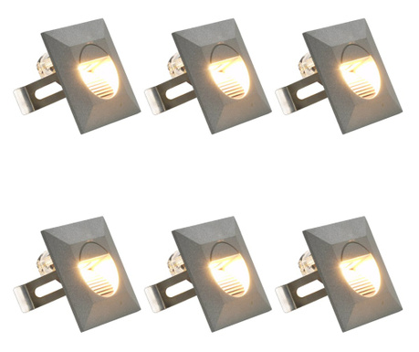 Lampi de perete LED de exterior, 6 buc., argintiu, 5 W, patrat