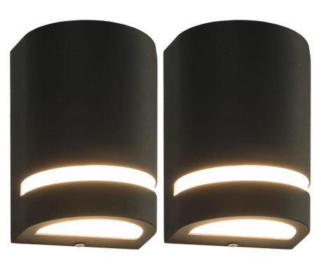 Lampi de perete pentru exterior 2 buc. negru 35 W semirotund