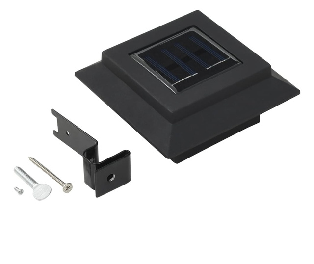 Lampi solare de exterior, 12 buc., negru, 12 cm, patrat, LED