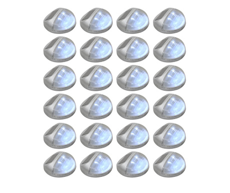 Vanjske solarne zidne svjetiljke LED 24 kom okrugle srebrne
