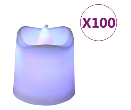 Električne čajne svečke brez plamena LED 100 kosov barvne