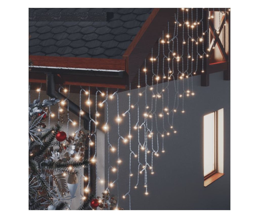 Ledene lampice za zavjese 400 Toplo bijelih LED dioda 10 m 8 funkcija - 3