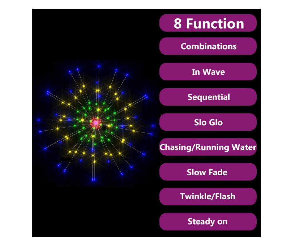 Božićne svjetiljke s vatrometom, 4 kom., 560 LED, šarene, 20 cm - 6