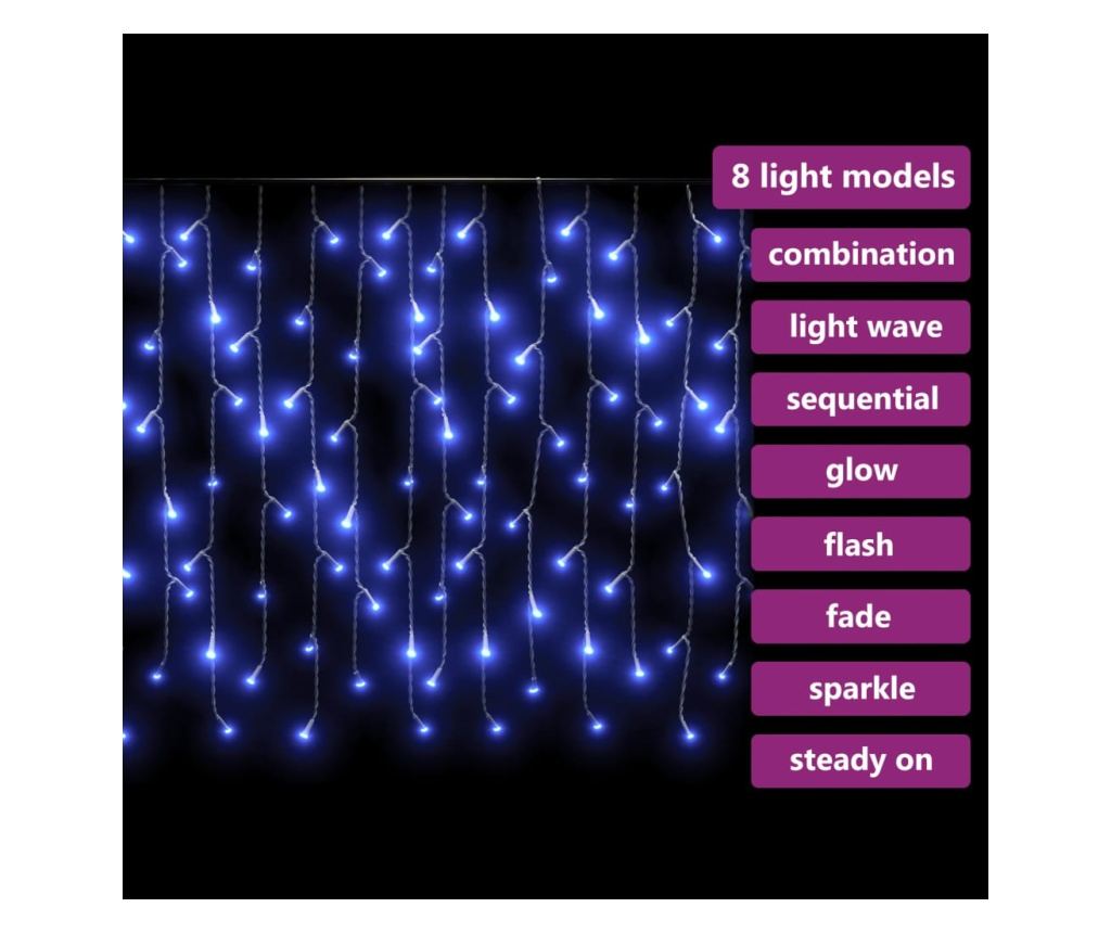 Svjetla za zavjese tipa led 400 LED plava 8 funkcija 10 m - 5