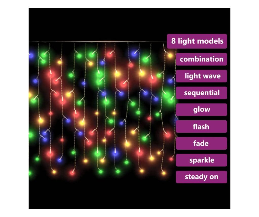 Lumini de perdea tip gheață 400 LED-uri colorate 8 funcții 10 m - 5