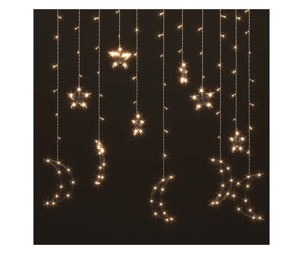 Svjetla Mjesec i Zvijezde, 138 LED dioda, Topla Bijela, s Daljinskim Upravljačem - 3