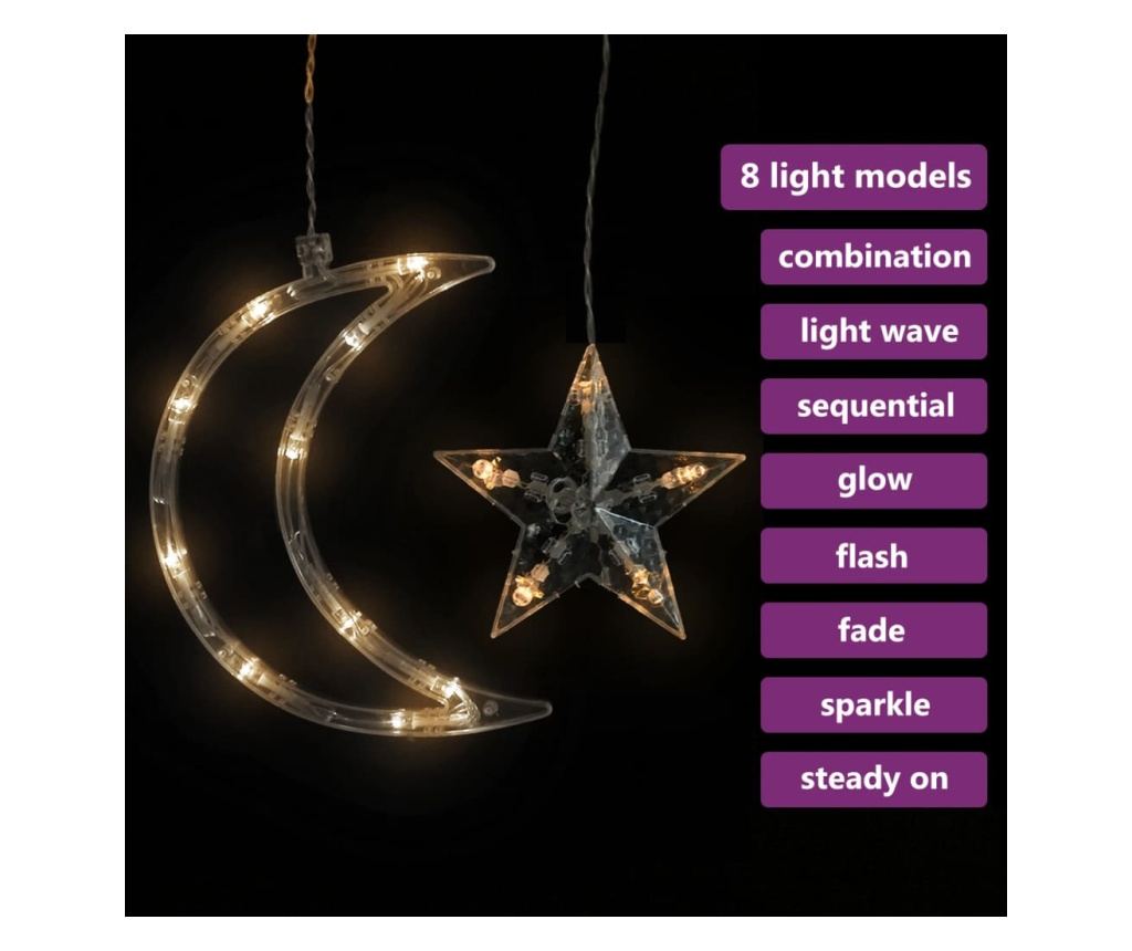 Svjetla mjeseca i zvijezda, 345 LED-ica, toplo bijelo, s daljinskim upravljačem - 4