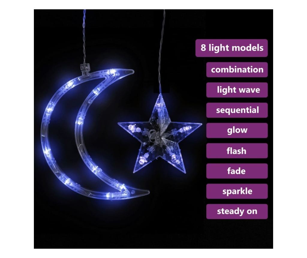 Svjetla mjeseca i zvijezda, 138 LED-ica, plava, s daljinskim upravljačem - 3