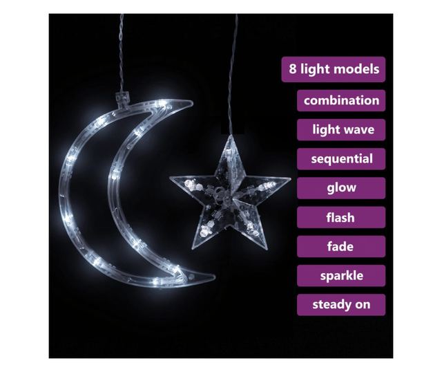 Svjetla mjeseca i zvijezda, 345 LED-ica, hladno bijela, s daljinskim upravljačem