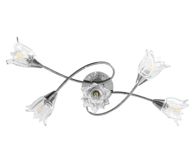 Полилей със стъклени абажури, за 5 крушки Е14, лале