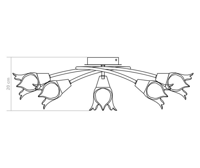 Полилей със стъклени абажури, за 5 крушки Е14, лале