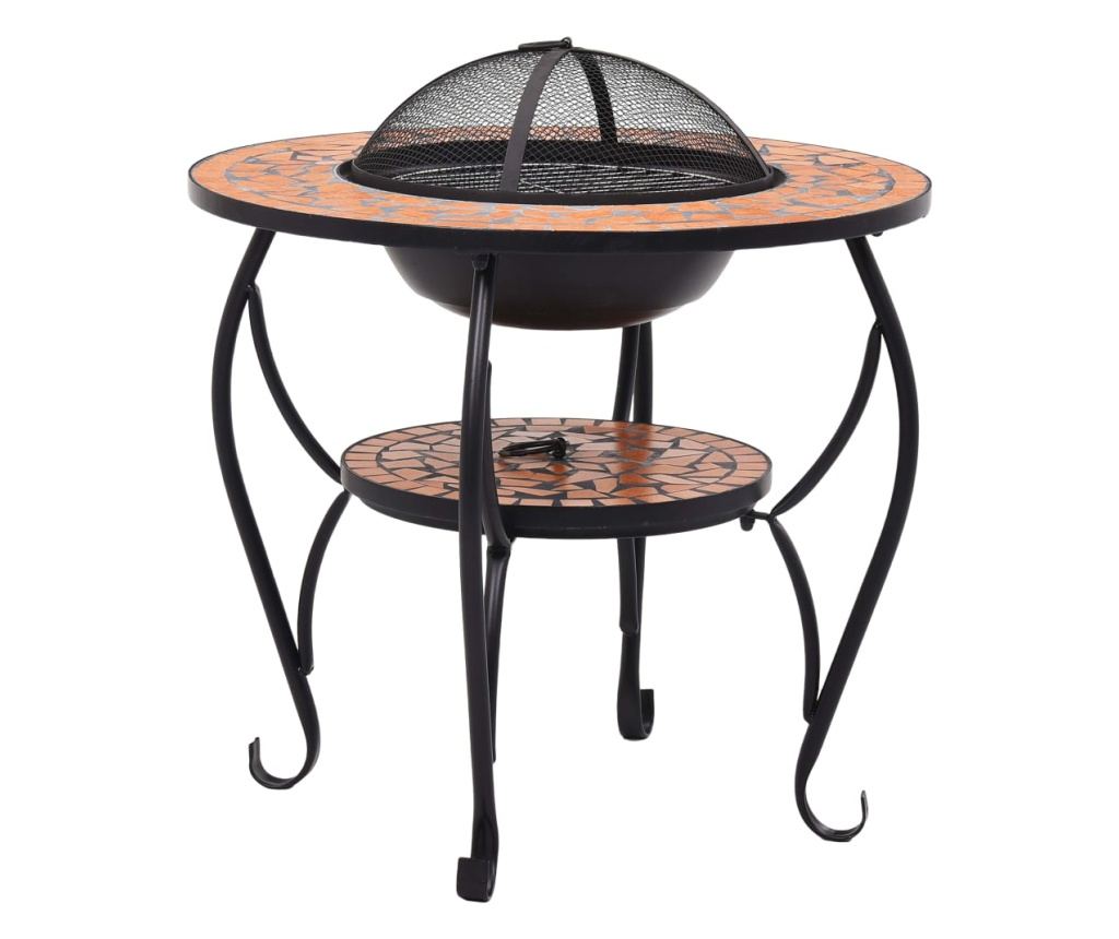 Stol s vatrom, mozaik, ciglast, 68 cm, keramika - 2