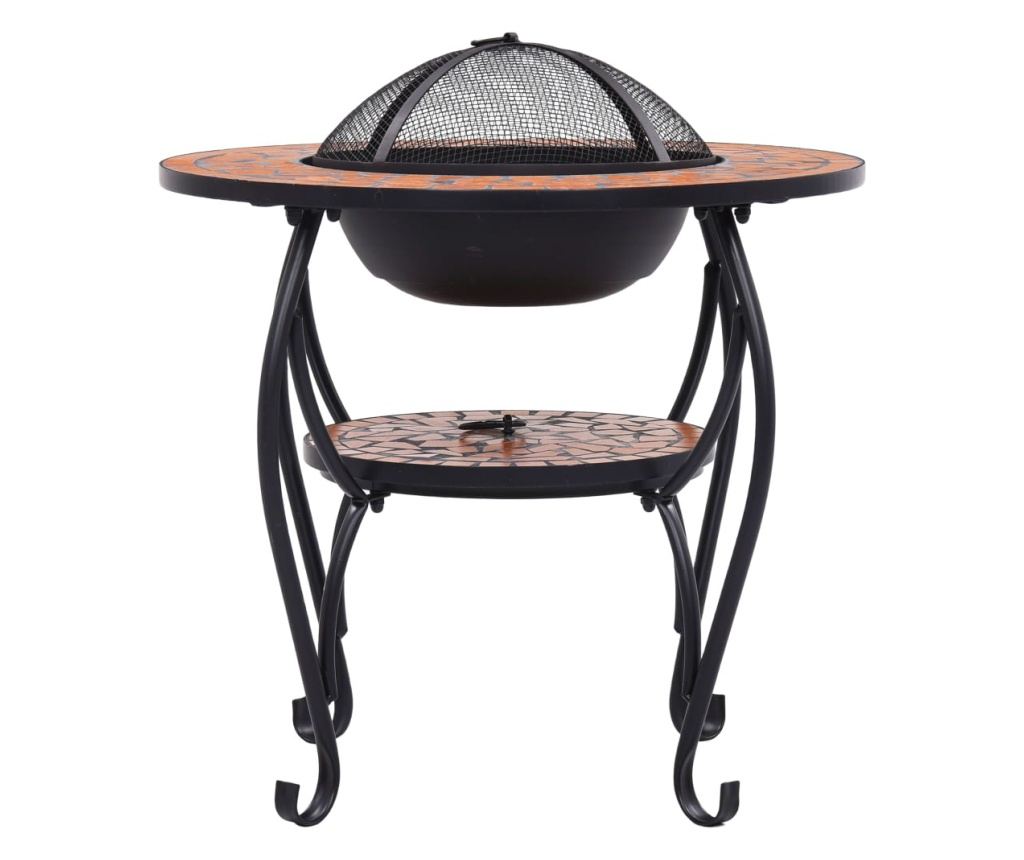 Stol s vatrom, mozaik, ciglast, 68 cm, keramika - 5